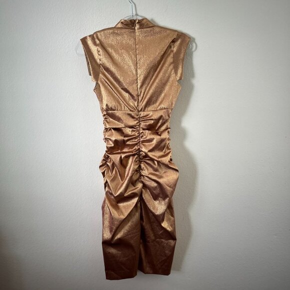 Gold Nicole Miller Bodycon Cocktail Dress sz 2 - Picture 3 of 5